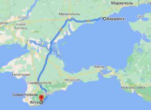 Маршрут поездки Бердянск-Ялта
