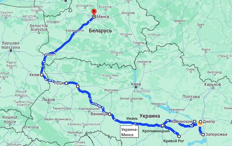 Украина-Беларусь маршруты из городов Украины