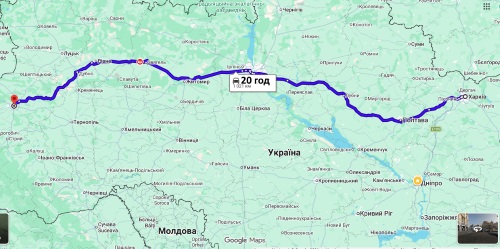 Маршрут руху Харків-Львів